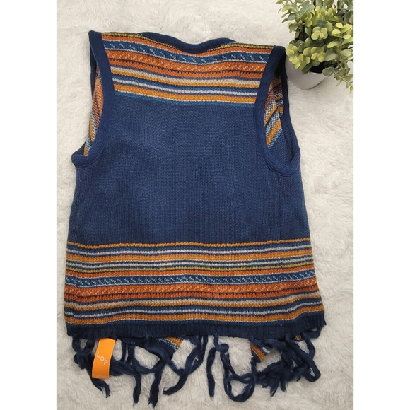 [272]NWT LOF in NY Women's Size M? Blue Hippie Fringe Open Tunic Tank Cardigan - Picture 5 of 5